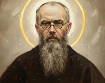 Saint Maximillian Kolbe | Catholic Art | Digital Oil Painting | Christian Artwork