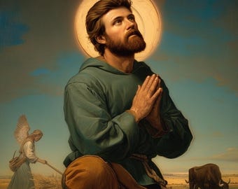 Saint Isidore the Farmer Catholic Art Print: Wall Art (Digital Download)