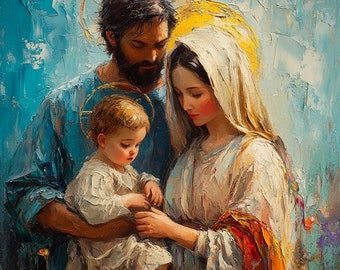Die Heilige Familie Digitales Kunstwerk | High-Definition-Sofortdownload | Christlich-Katholisches Kunstwerk