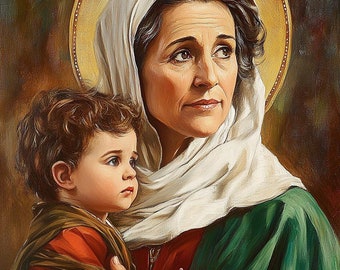 Saint Elizabeth - Mother Of Saint John The Baptist | Catholic Art | Digital Oil Painting | Christian Artwork