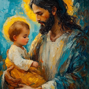 Saint Joseph and Jesus | High Definition Instant Download | Christian Catholic Artwork