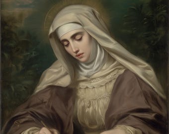 Saint Teresa of Avila Print: Catholic Spiritual Wall Art (Digital Download PNG 4k Image)