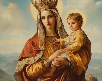 Unsere Liebe Frau vom Karmel | Katholische Digitale Kunst | Marian druckbare Wanddekor | Christlichen Download | JPG PNG PDF | Skapulier Hingabe Geschenk