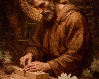 Saint Joseph Catholic Art Print: Religious Decor (Digital Download, 300 DPI)