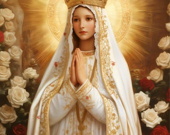 Unsere Liebe Frau von Fatima | Katholische Digitale Kunst | Marian druckbare Wanddekor | Christlichen Download | JPG PNG PDF | Katholisches Geschenk