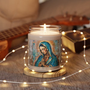 Vela de soja perfumada Nossa Senhora de Guadalupe, 9 onças | Variedade de aromas | Velas Católicas | Vela da Virgem Maria | Velas de confirmação