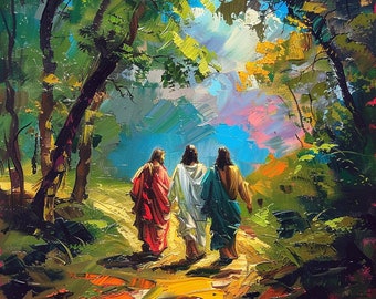 Jesus on the Road to Emmaus | High Definition Instant Download | Christian Catholic Artwork