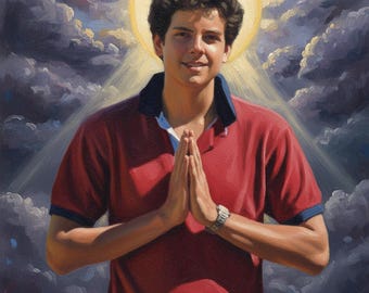 Saint Carlo Acutis | Catholic Art | Digital Oil Painting | Christian Artwork