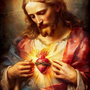JESUS SACRED HEART - Digital Catholic Art. Instant Download.