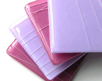 Radiant Orchid - Dusty Mauve - Summer Lilac - Fused Glass Coasters with Specialty Glass