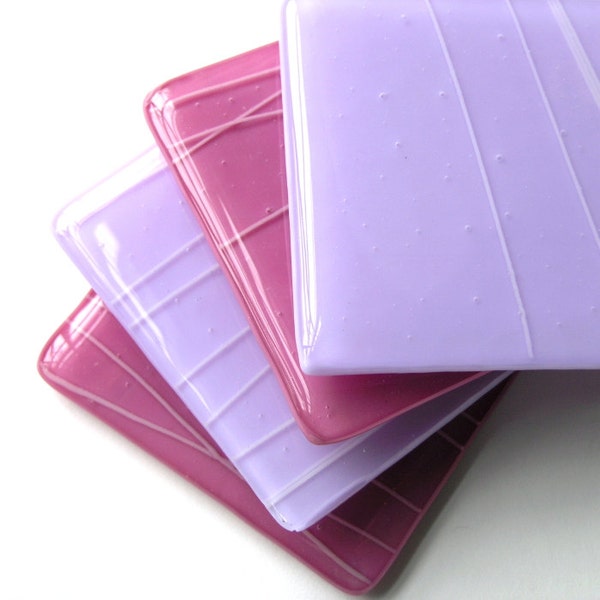 Radiant Orchid - Dusty Mauve - Summer Lilac - Fused Glass Coasters with Specialty Glass