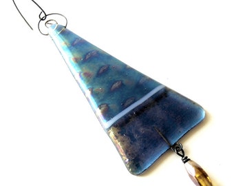Spruce Blue Fused Glass - Simple Christmas Tree - Simple Modern Glass Tree - Ornament -  Holiday Home - Iridescent Midnight Blue