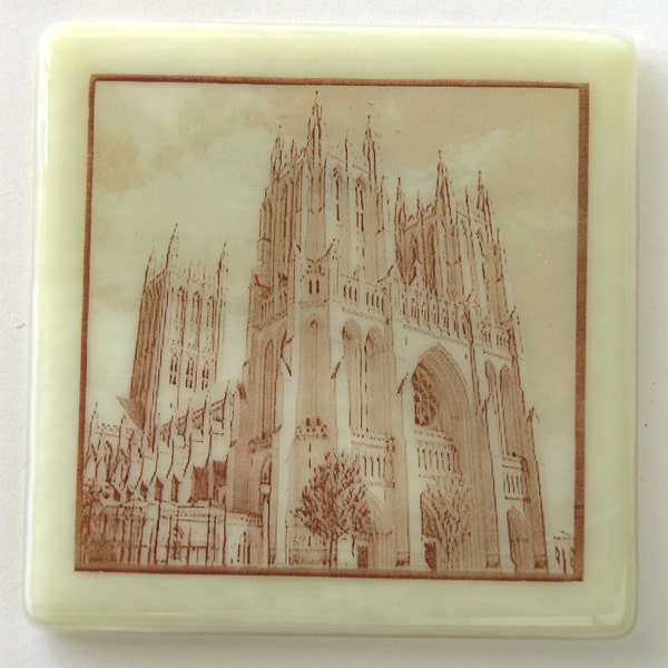 National Cathedral - Washington DC - Fused Glass Coaster -