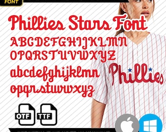 Phillies font | Baseball Philadelphia chest inspired font. | Phillies stars .TTF .OTF System type font