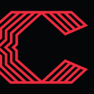 May include: A red geometric letter C design. The letter is made up of multiple overlapping lines that create a 3D effect. The design is available in PDF, EPS, SVG, and AI formats.
