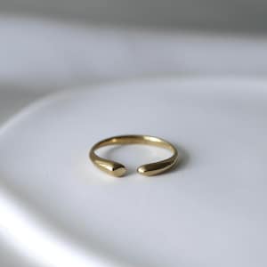 Offener Ring, 14k Vergoldet, 316L Edelstahl, Wasserfest, Verstellbar,  Minimalistischer Goldring, schmaler zarter Goldring | REACH Ring