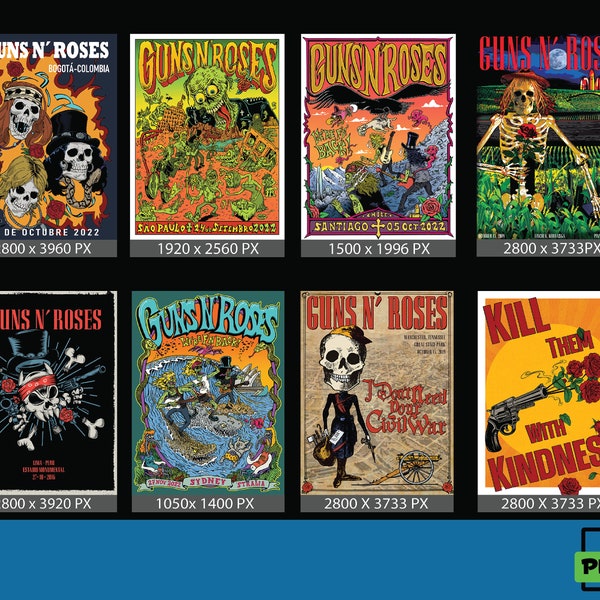 15 Rare Guns N' Roses Posters - JPG and PNG Files - High Resolution Images