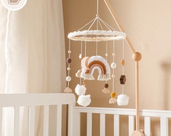Raimbow Baby Mobile: Nursery Decor Gift for Baby Girl, Raimbow Theme Hanging Cot Toy  - Perfect Baby Shower or New Baby Gift