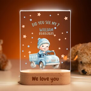 車用ベビーナイトライト - パーソナライズLEDランプ、かわいい子供部屋の装飾、カスタム子供用ベッドサイドランプ、ベビーギフト、子供部屋ライト