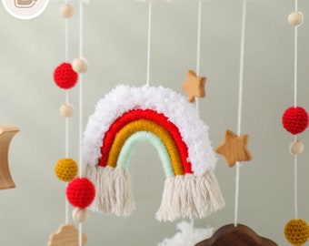 Raimbow Baby Mobile: Nursery Decor Gift for Baby Girl, Raimbow Theme Hanging Cot Toy  - Perfect Baby Shower or New Baby Gift