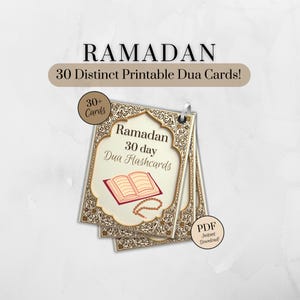 30 cartões Ramadan Dua 30 dias Dua Ramadan para impressão 30 dias Ramadan Decor Dua FlashCard Islâmico Dua Imprimível Ramadan Presente e Cartão de Oração