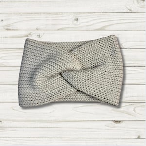 Cozy Knit Twisted Headband - Adult Size - Winter Ear Warmer - Gift Idea - Game Days - Light Gray Ear Warmer