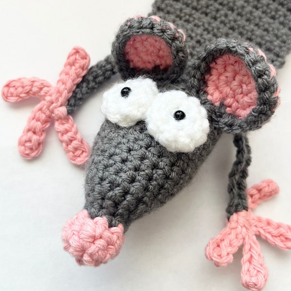 Squished Rat Bookmark, Handmade Crochet Rat Bookmark, Funny Bookmark, Classroom, Book Worms, Teacher Gift, Gift Idea, Amigurumi