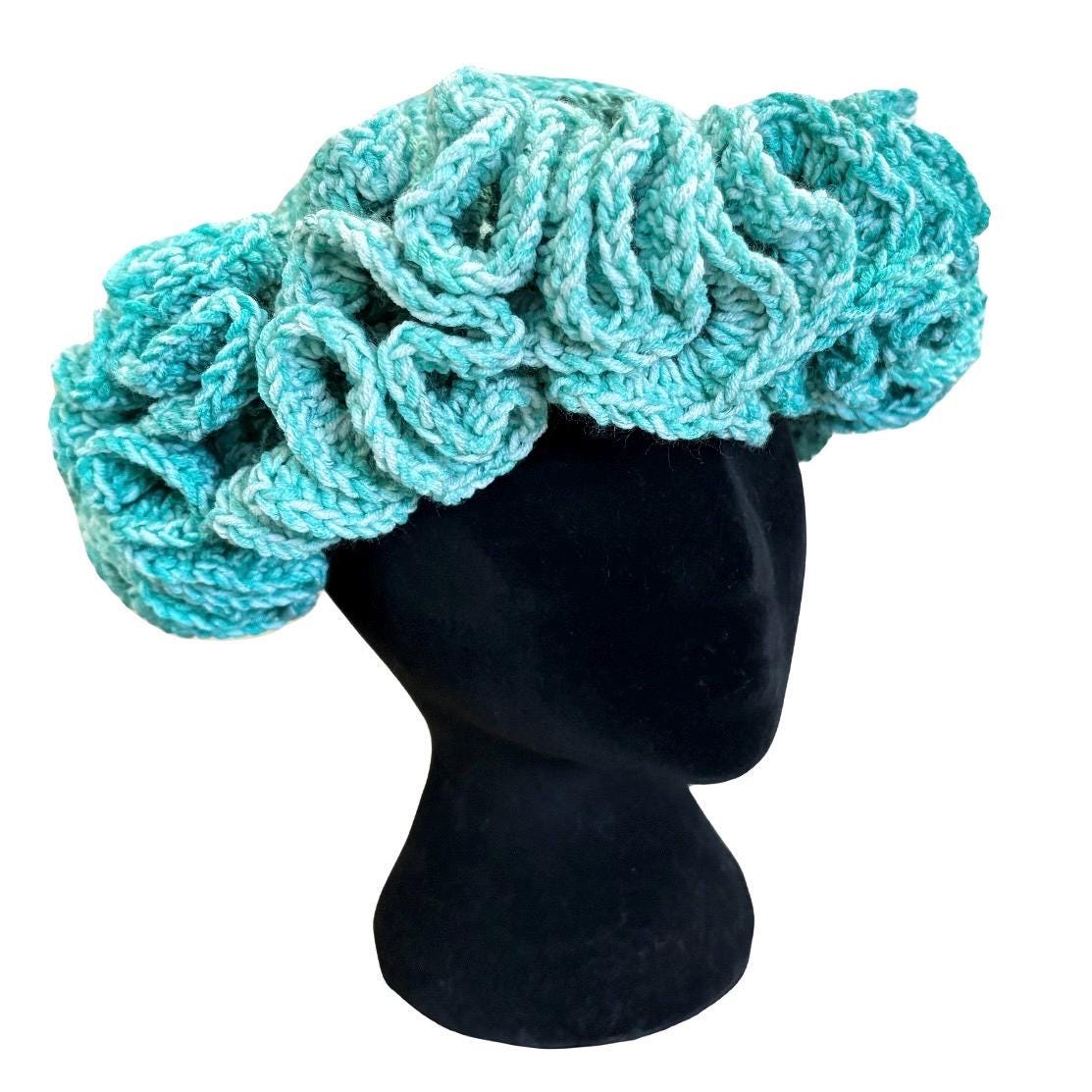 Extra Large Ruffled Crochet Hat, Handmade Acrylic Sun Hat, Boho Beach Style