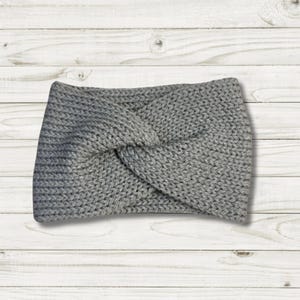 Cozy Knit Twisted Headband - Adult Size - Winter Ear Warmer - Gift Idea - Game Days - Dark Gray Ear Warmer