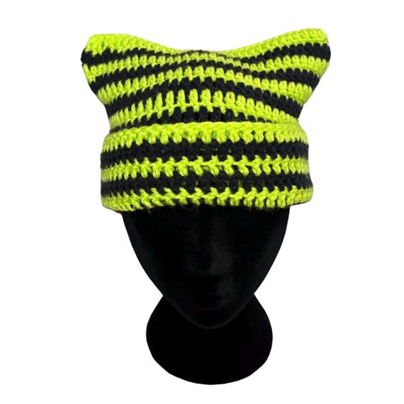 Handmade Crochet Cat Ear Beanie - Adult Size - Trendy 