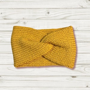 Cozy Knit Twisted Headband - Adult Size - Winter Ear Warmer - Gift Idea - Game Days - Mustard Ear Warmer