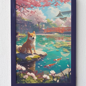 柴犬のウォールアート、柴犬のプリント、日本のウォールアート、アニメのウォールアート、柴犬のアート、デジタルダウンロード