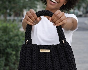 Bolso tote de crochet grueso