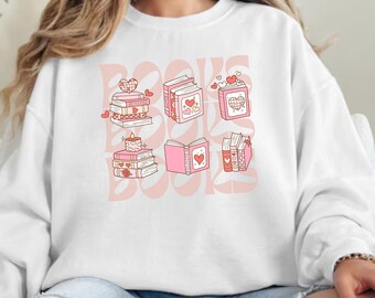 BOEKEN Crewneck, Valentijnsdag shirt, strik, leesgrage merchandise, lezen, liefde lezen, lezer, Valentijnsdag, Valentijnscadeau, cadeau voor haar, coquette