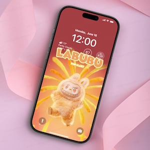 Verspielte 3D Labubu Jump Phone Wallpaper Niedlicher animierter digitaler Sperrbildschirm | Pop Mart Inspiriert Android iPhone Hintergrund | Sofort Download