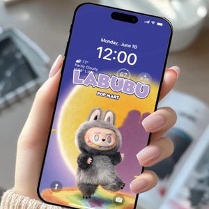 Zabawna tapeta na telefon 3D Labubu Jumping Cute Animowany cyfrowy ekran blokady | Pop Mart Inspired Android iPhone Tło | Natychmiastowe pobieranie