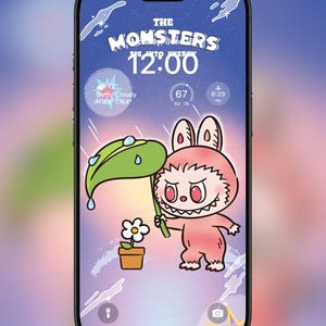 Verträumtes Labubu Pink Handy-Tapete | Pastell Lockschirm | Niedliche Pop Mart inspirierte Ästhetik | iPhone Android Hintergrund | Sofort Download