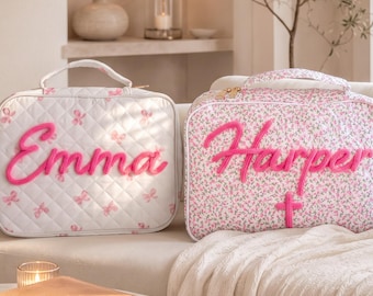 Personalized Bible Cover, Christmas Gift for Her, Custom Name & Cross, Quilted Bible Case