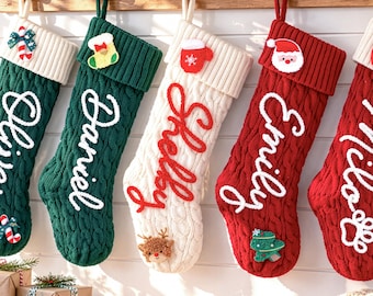 Family Personalized Knitted Christmas Stocking – Custom Name, 2025 Holiday Decor for Gifting