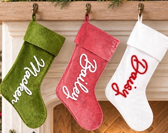 Personalized Knitted Christmas Stocking: Custom Name & 3D Fabric Icons