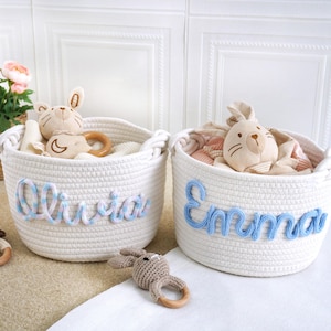 Baby-Dusche-Korb, personalisierte Baumwolle Name Seil Korb, Neugeborenen Geschenk, Baby Spielzeug Lagerung, Name Baumwolle Seil Korb Geschenk, benutzerdefinierten Namen Korb