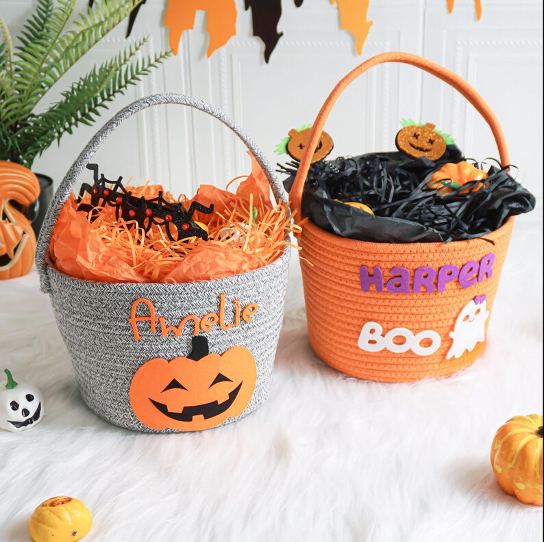 Personalized Halloween Basket, Halloween Basket With Name,trick or