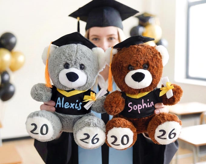 Personalized Graduation Teddy Bear | Custom Name & Year Grad Bear | Class of 2026 Gift | Graduation Stuffed Animal