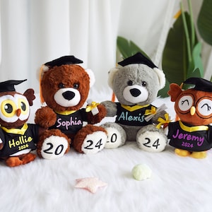 Custom Name Graduation Bear 2025,Plush Gray bear, Graduation gifts, graduation bear, personalized Preschool graduation gifts