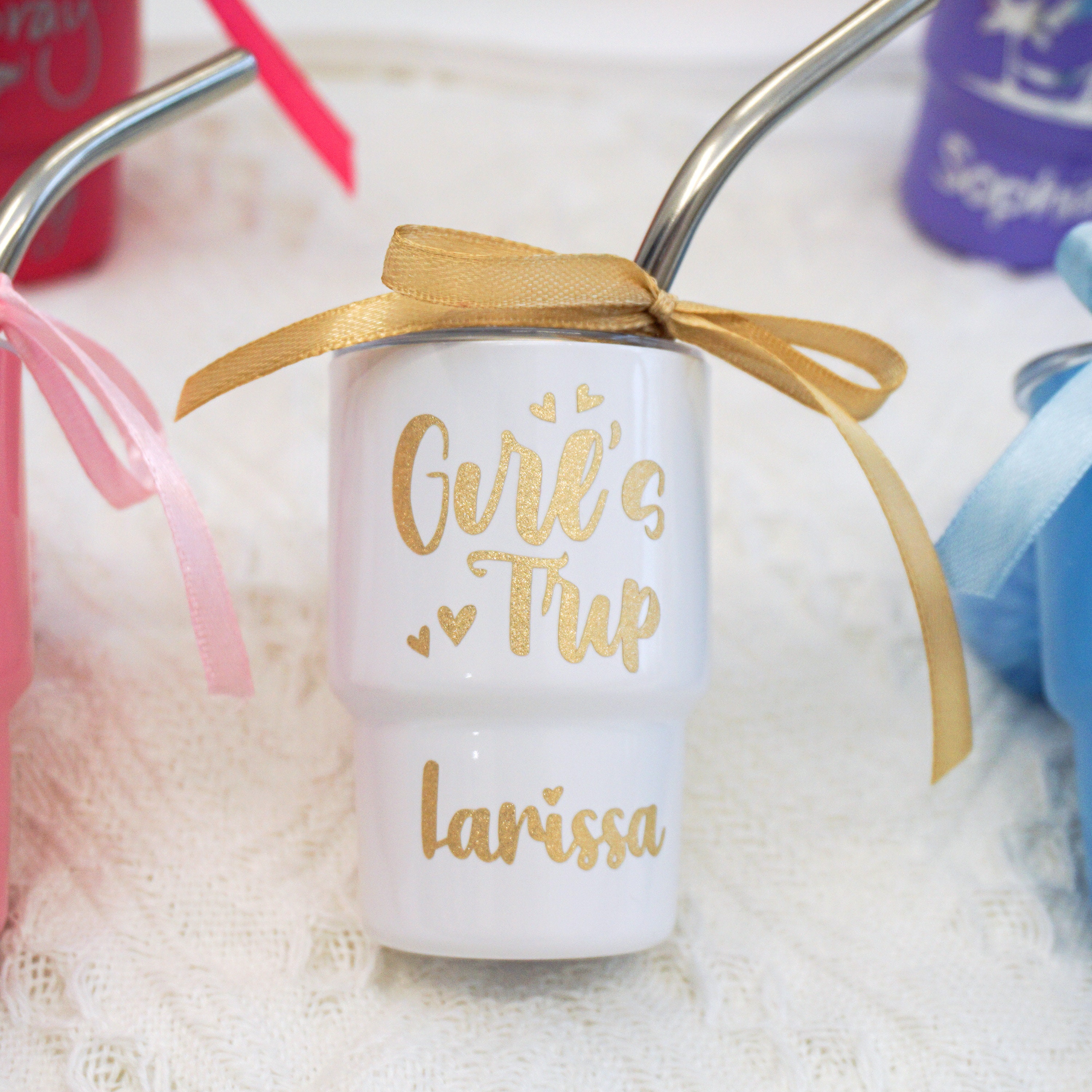 Custom 21st Birthday 3oz Shot Glass, Bachelorette Party, Personalized Bridesmaid Gifts, Custom Mini Tumbler, Bridal Party, Party Favors, Girls Trip, Sip
