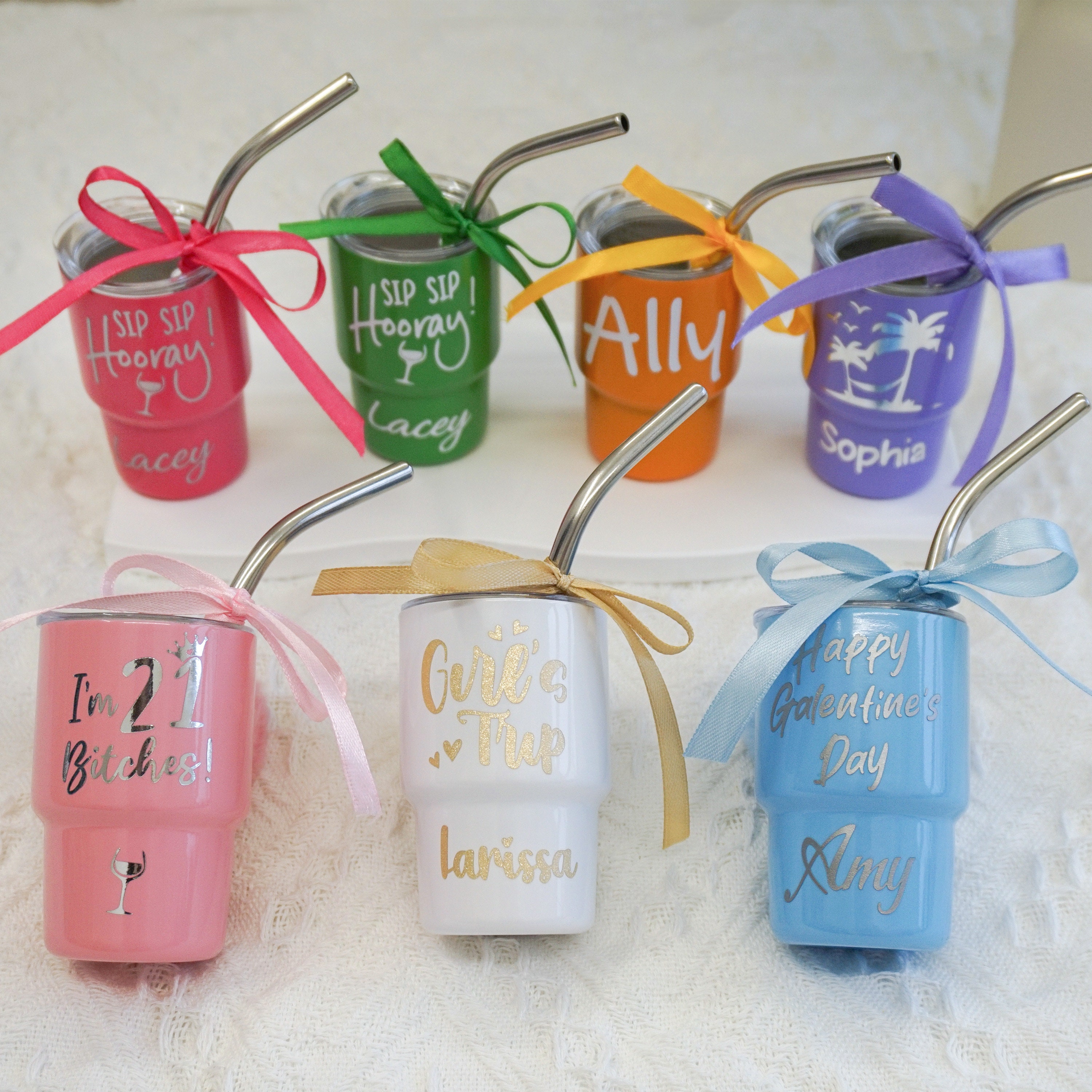 Custom 21st Birthday 3oz Shot Glass, Bachelorette Party, Personalized Bridesmaid Gifts, Custom Mini Tumbler, Bridal Party, Party Favors, Girls Trip, Sip