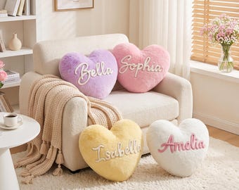 Personalized Heart Pillow:Bedroom Decor, Christmas Birthday Gift for Her