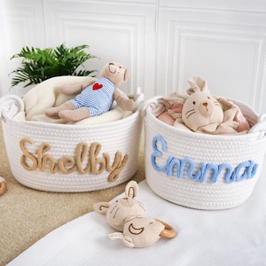 Babyparty-Geschenkkorb, personalisierte Neugeborenen Geschenk, Baby Namen Geschenk, Weihnachtsgeschenk für Baby, Spielzeug Aufbewahrungskorb, Baby Jungen / Mädchen Geschenk