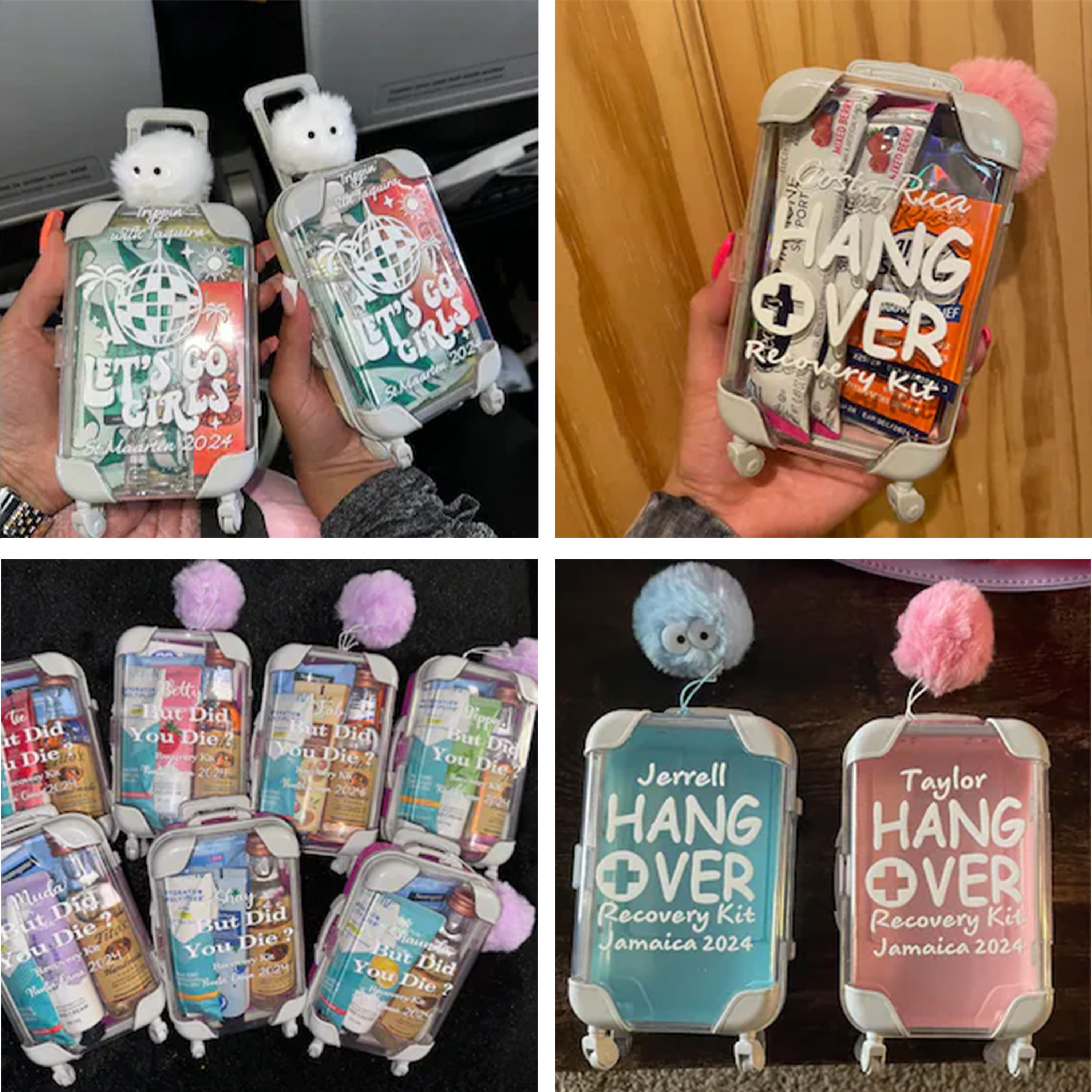 Hangover Kit Mini Suitcase, Bachelorette Party, Emergency Kit, Birthday Party Favor, Let's Go Girls, Girls Trips