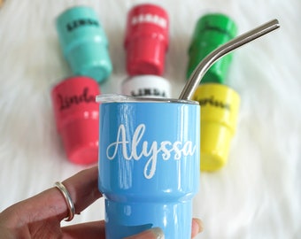 Custom Mini Tumbler,Personalized Bridesmaid Gifts,Girls Trip 3oz Shot Glass,Bachelorette Party ,21st Birthday,Bridal Party,Party Favors,Sip,